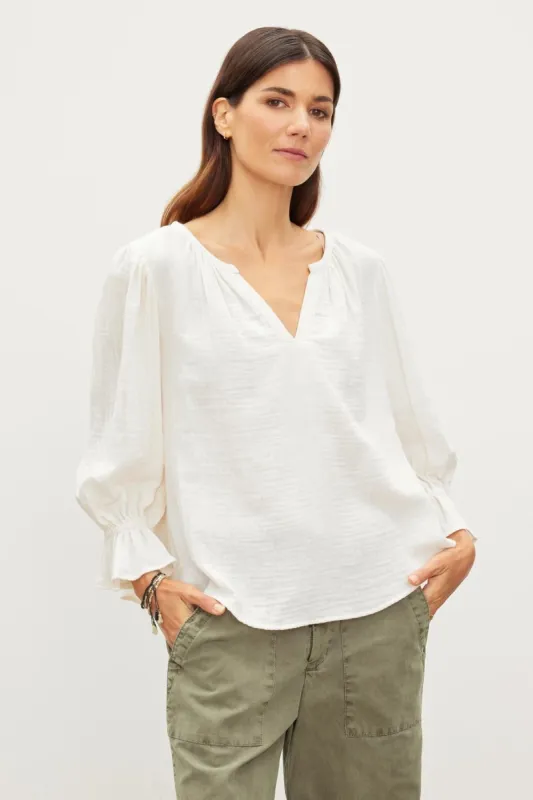 Velvet Milly Cotton Gauze Blouse - Coconut sold by Boutique with Grace