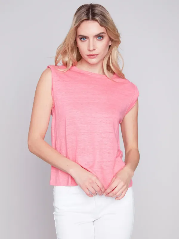 Charlie B Linen Tee - Flamingo sold by Boutique with Grace
