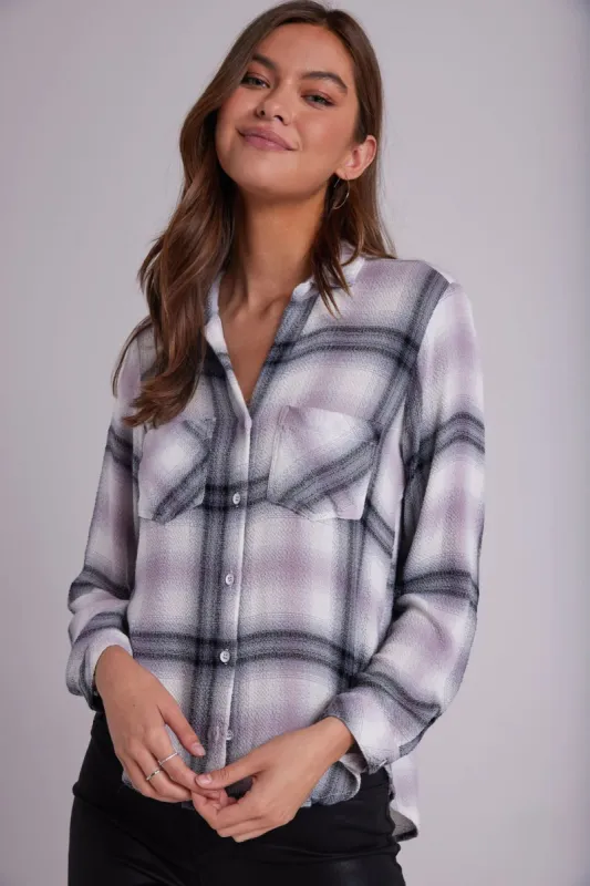 Bella Dahl Two Pocket Buttondown - Mauve Rose Plaid sold by Boutique with Grace