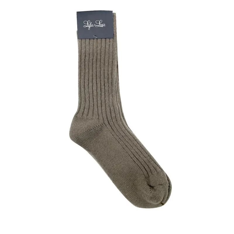 Lyla & Luxe Cotton Cashmere Socks - Brown sold by Boutique with Grace