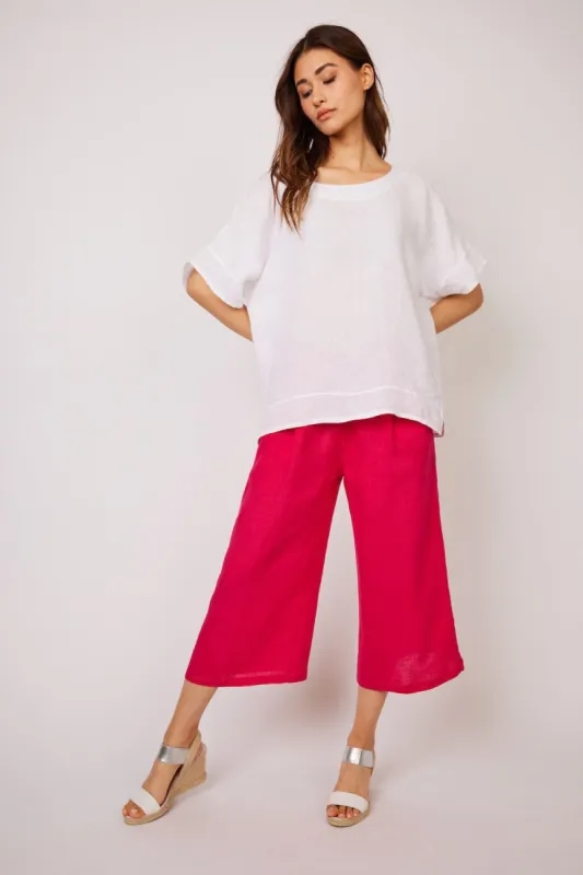 Pistache SS Linen Top - White sold by Boutique with Grace