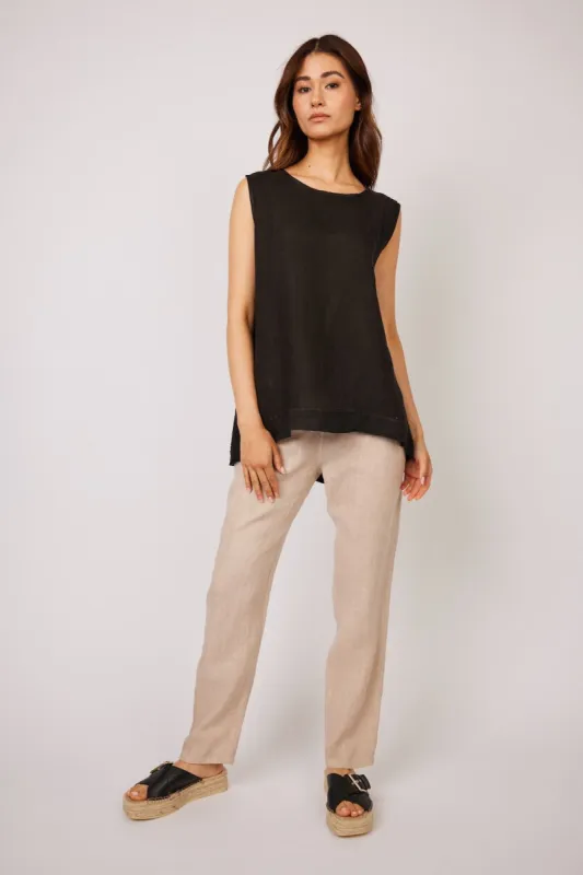 Pistache Sleeveless Linen Top - Black sold by Boutique with Grace