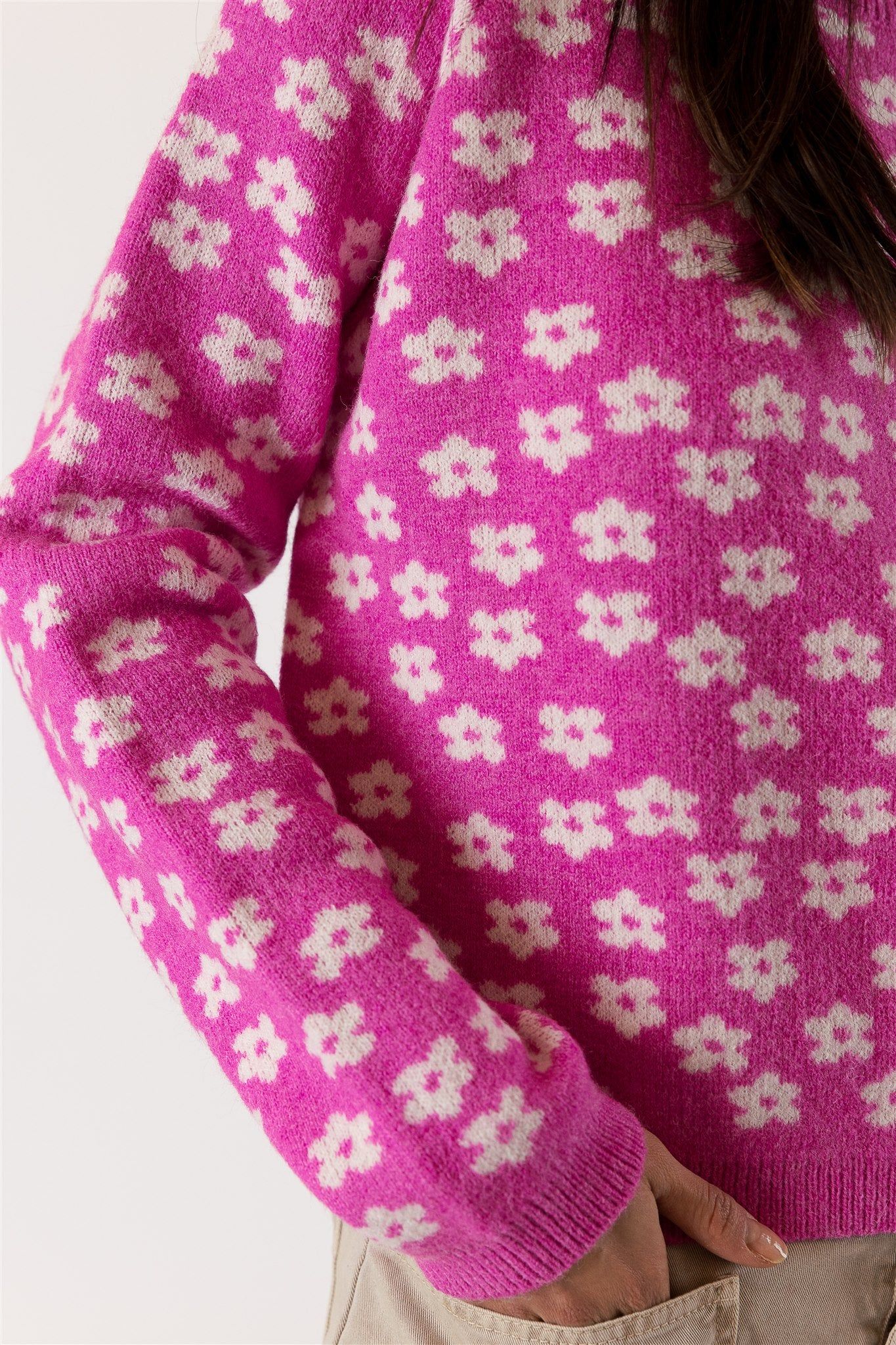 Lyla & Luxe Jane Crewneck Sweater - Magenta Print sold by Boutique with Grace product image thumbnail 4