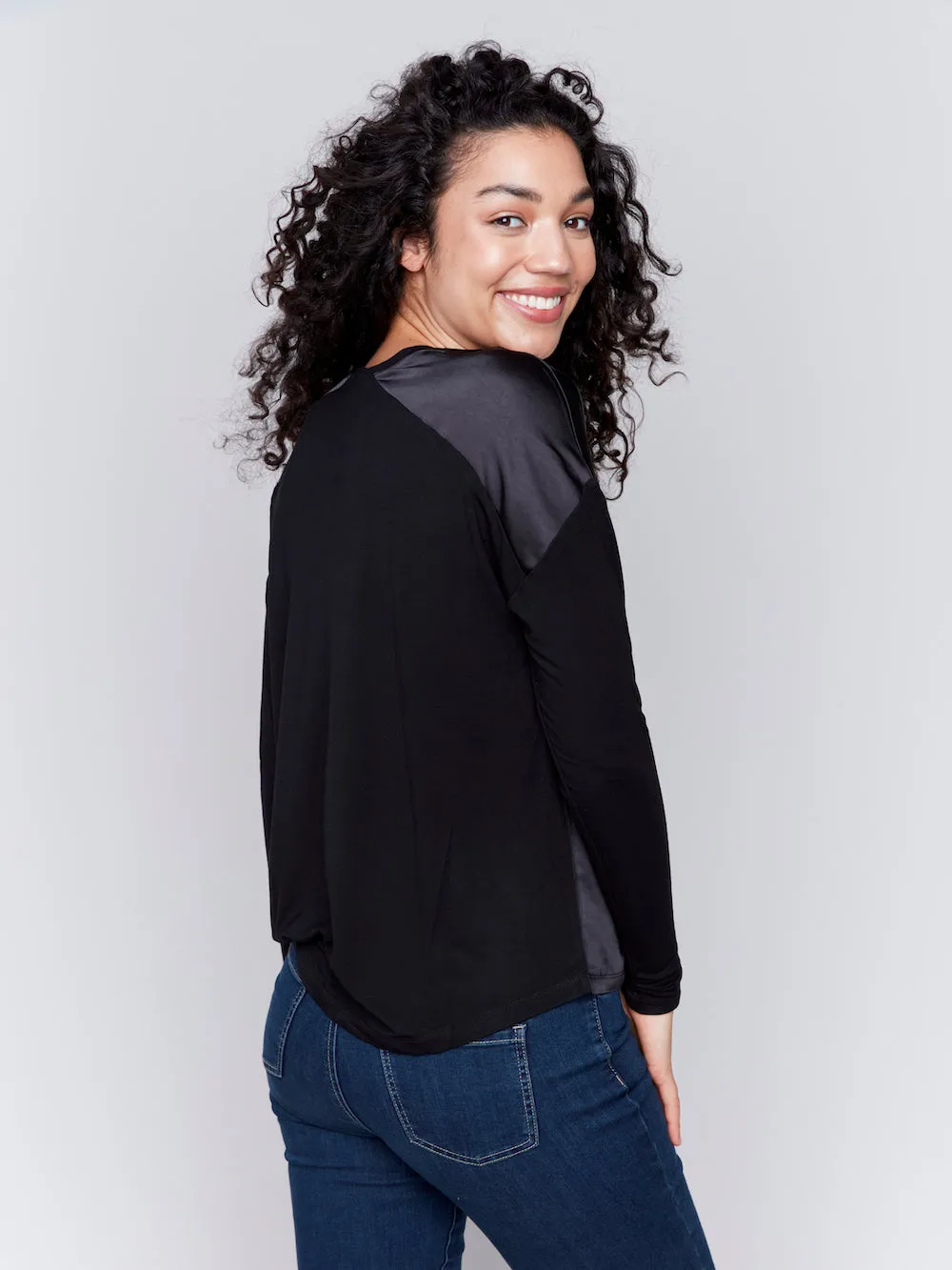 Charlie B Satin Jersey Top - Black sold by Boutique with Grace product image thumbnail 3
