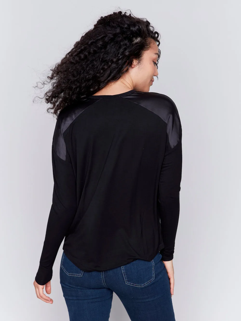 Charlie B Satin Jersey Top - Black sold by Boutique with Grace product image thumbnail 5