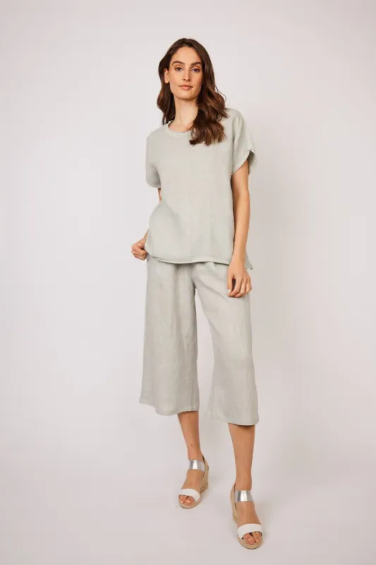 Pistache Cropped Linen Pant - Grey sold by Boutique with Grace