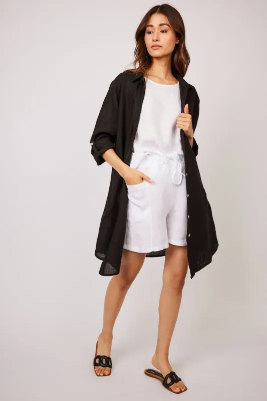 Pistache Buttondown Linen Dress - Black sold by Boutique with Grace