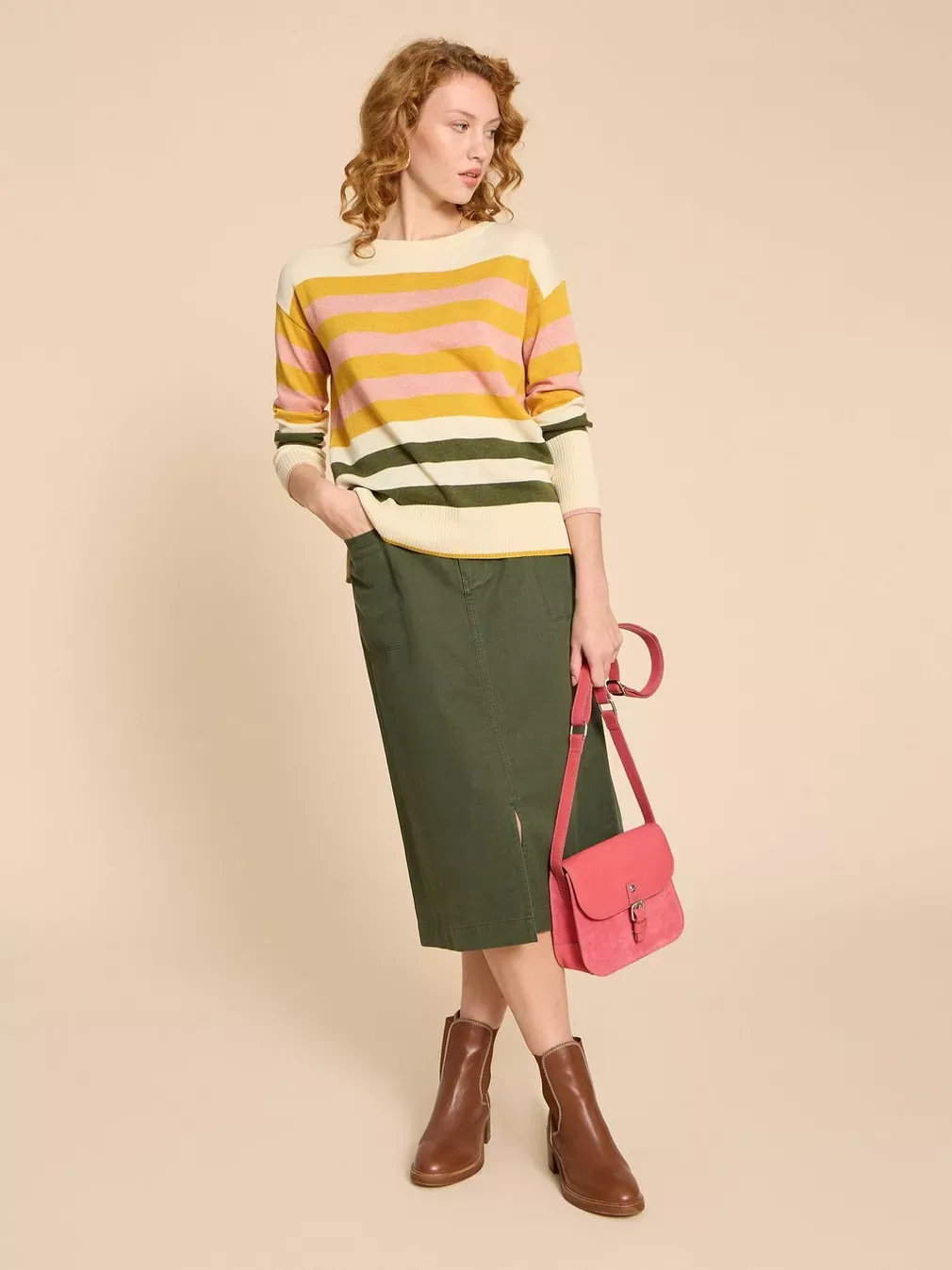 White Stuff Olive Stripe Jumper - Natural Multi sold by Boutique with Grace product image thumbnail 2