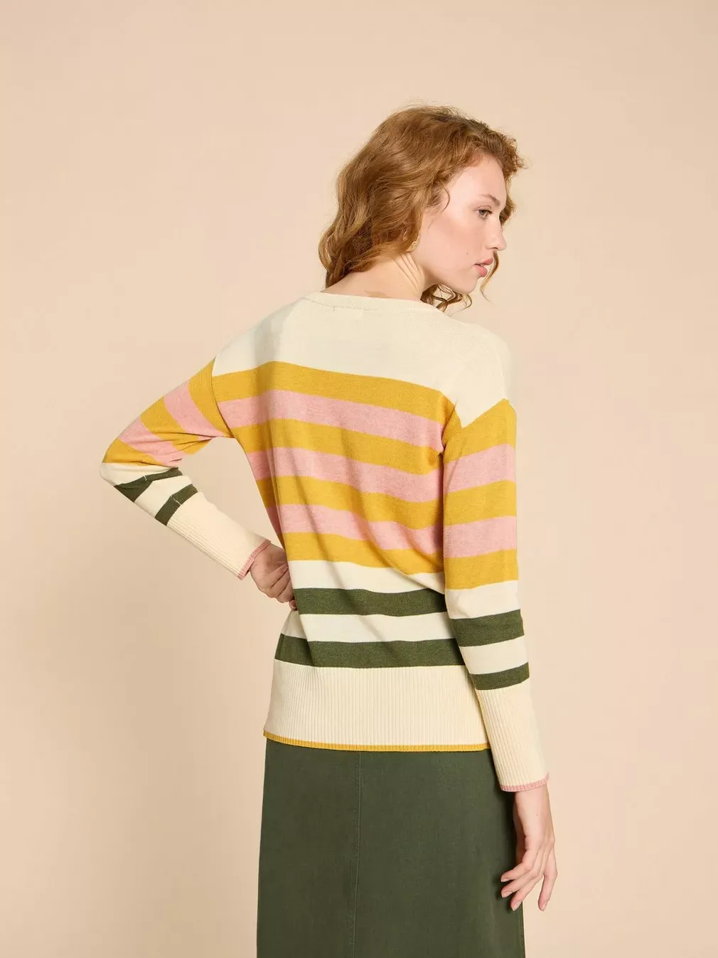 White Stuff Olive Stripe Jumper - Natural Multi sold by Boutique with Grace product image thumbnail 3