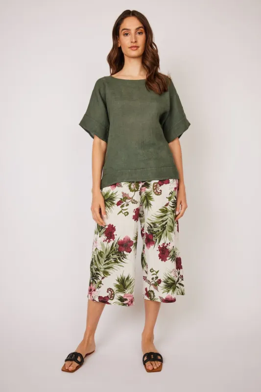 Pistache SS Linen Top - Safari sold by Boutique with Grace
