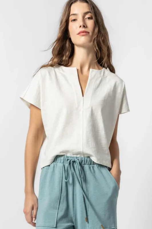 Lilla P Split Neck Dolman - Ecru sold by Boutique with Grace