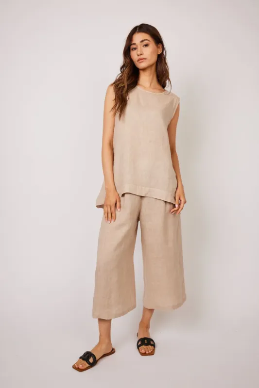 Pistache Cropped Linen Pant - Flax sold by Boutique with Grace