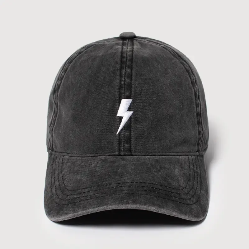 Lightning Bolt Baseball Cap - Black sold by Boutique with Grace