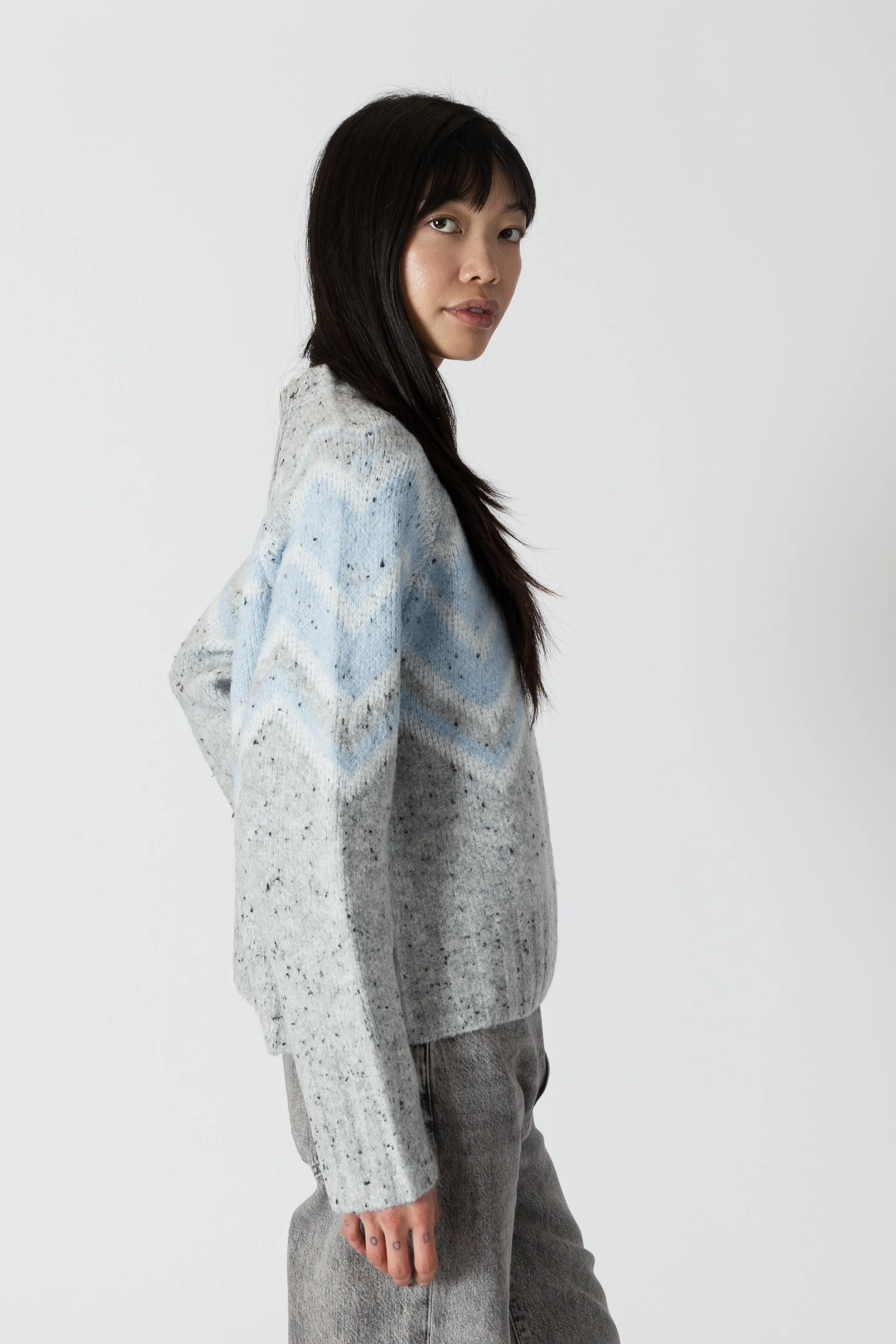Lyla & Luxe Leighton Fairisle Sweater - Grey/Blue sold by Boutique with Grace product image thumbnail 2