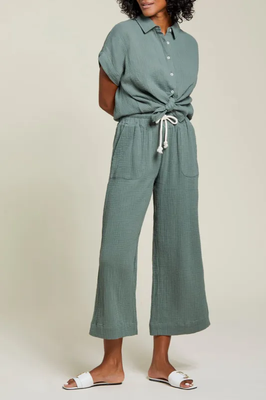 Tribal Holly Wide Leg Pant - Dry Moss sold by Boutique with Grace
