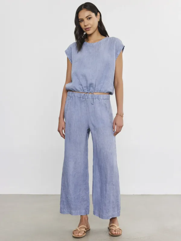 Velvet Lola Linen Pant - Blue Haze sold by Boutique with Grace