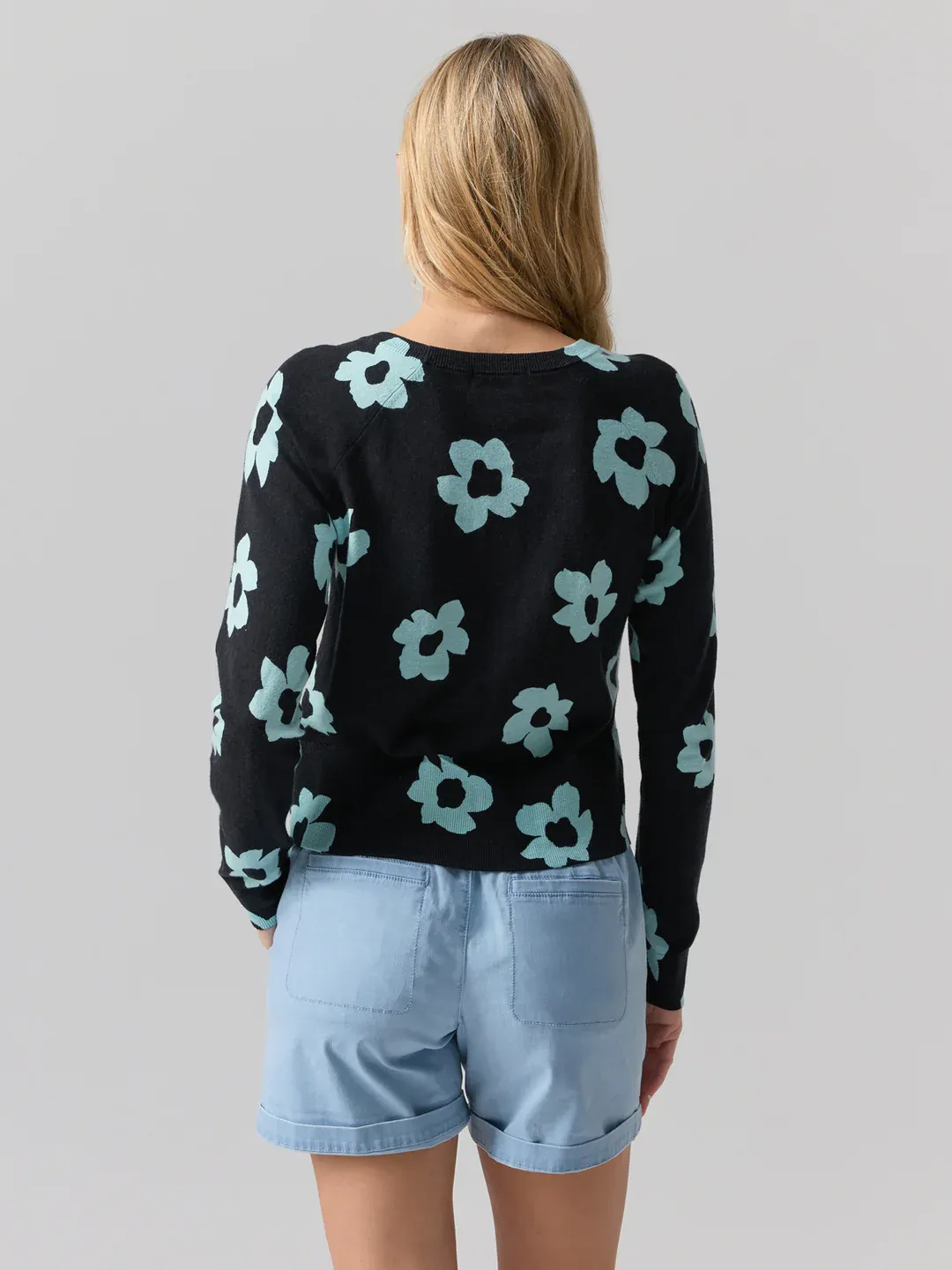 Sanctuary All Day Long Sweater - Aqua Flower Pop sold by Boutique with Grace product image thumbnail 3