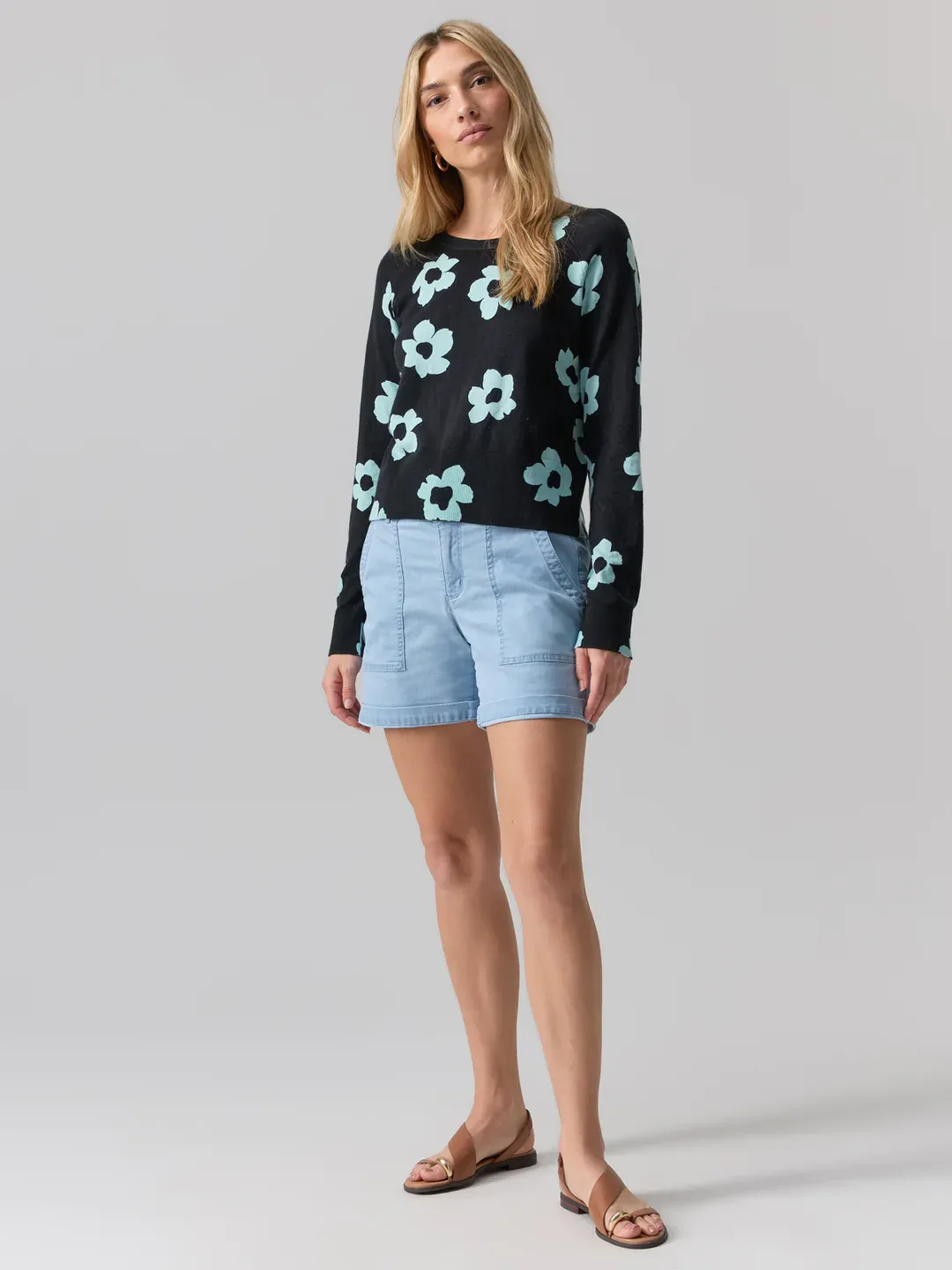 Sanctuary All Day Long Sweater - Aqua Flower Pop sold by Boutique with Grace product image thumbnail 2