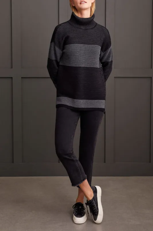 Tribal Rylan High-Low Turtleneck - Black sold by Boutique with Grace