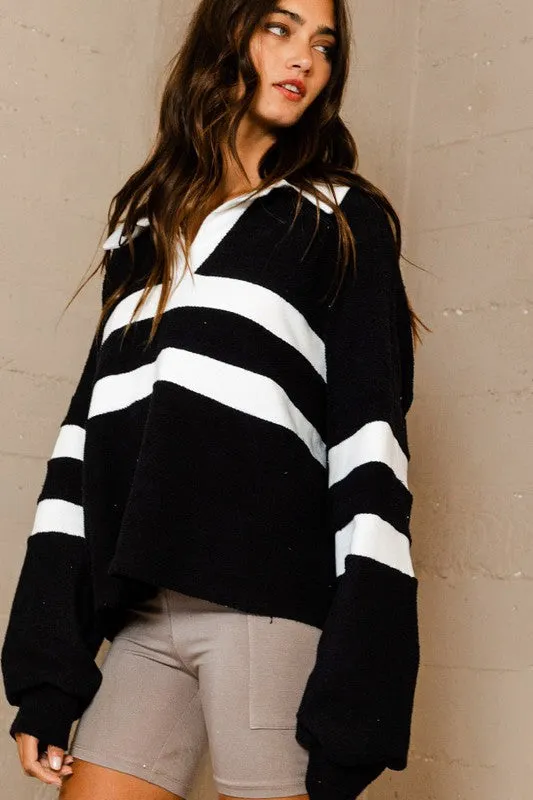 Bucket List Collared Neck Sweater - Black/Ivory sold by Boutique with Grace product image thumbnail 2