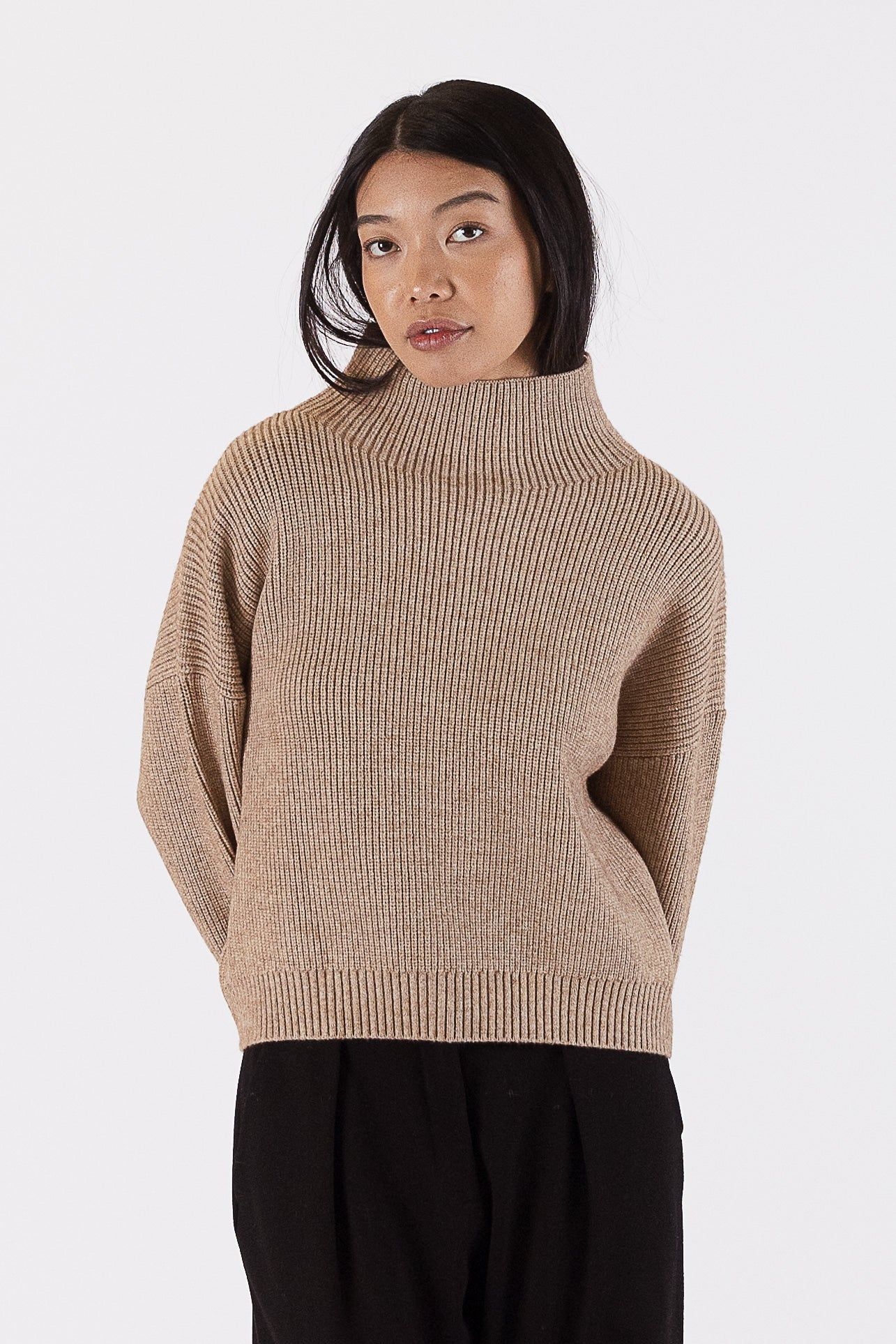 Lyla & Luxe Evolet Mockneck - Camel sold by Boutique with Grace