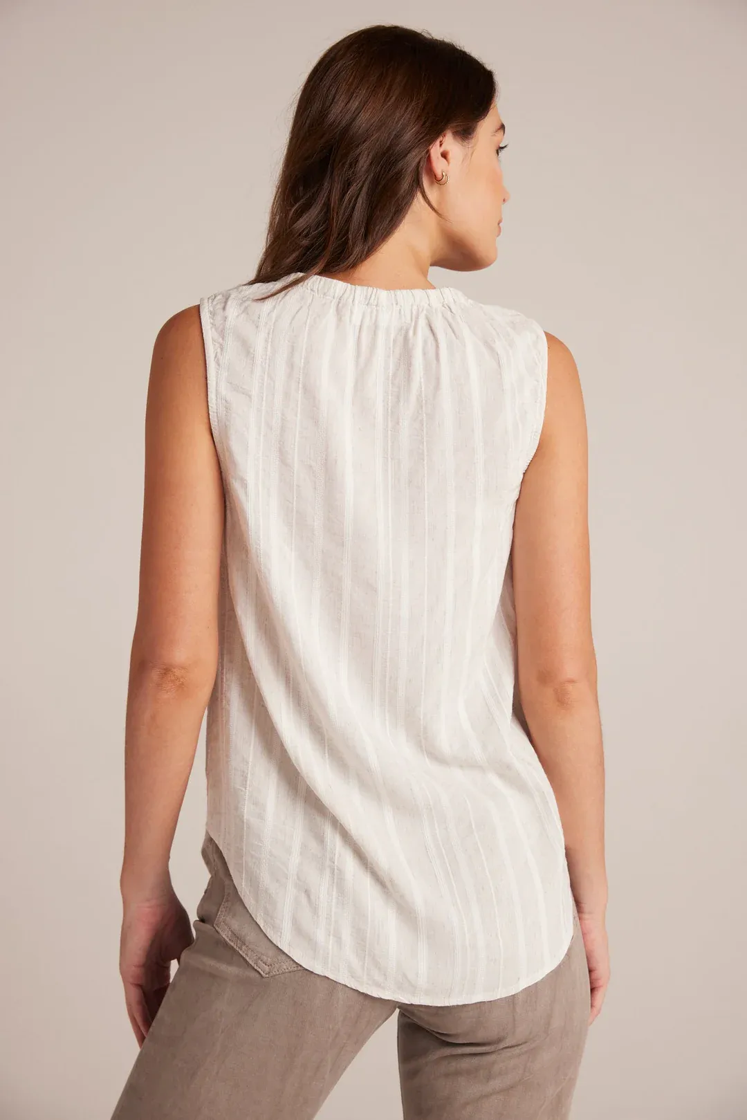 Bella Dahl Shirred Neck Pullover - White Sand Stripe sold by Boutique with Grace product image thumbnail 3