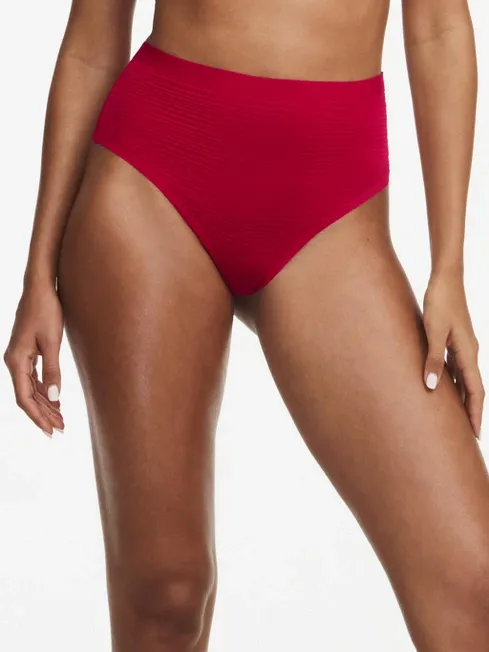 Chantelle Soft Stretch Stripes High Waist Thong - Passion Red sold by Boutique with Grace