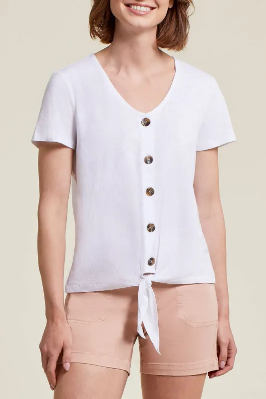 Tribal Dee Button Up Tee - White sold by Boutique with Grace