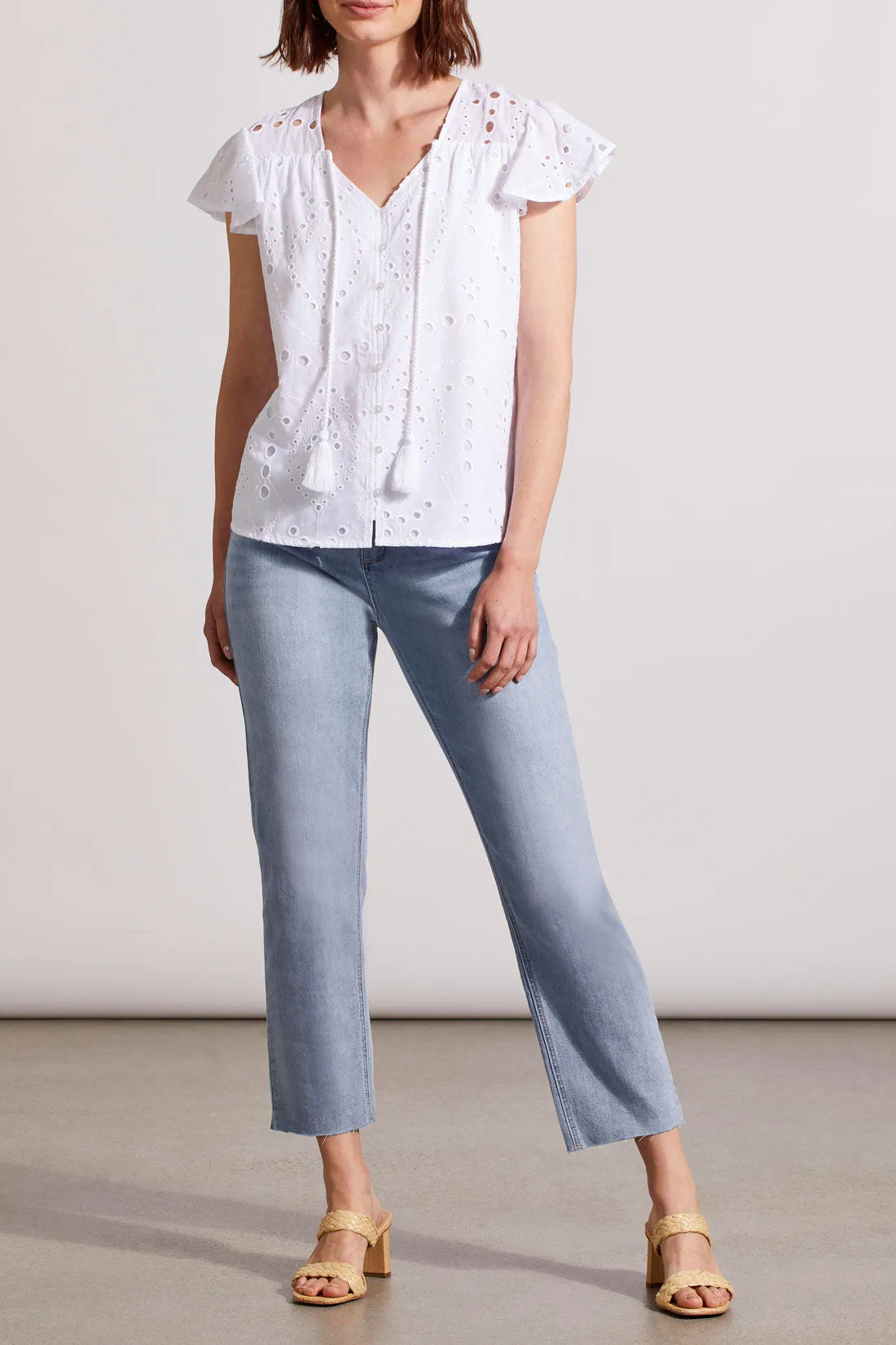 Tribal Cap Sleeve Button Down - White sold by Boutique with Grace product image thumbnail 2