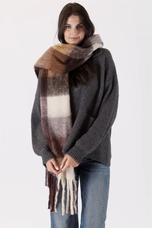 Lyla & Luxe Check Scarf - Brown sold by Boutique with Grace