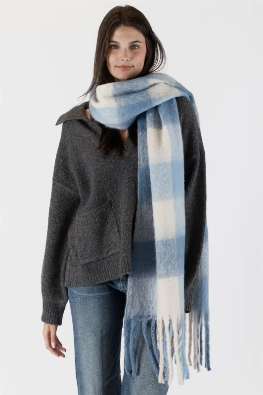 Lyla & Luxe Check Scarf - Blue sold by Boutique with Grace