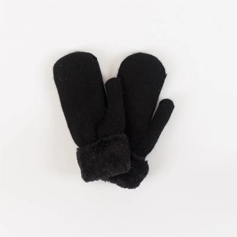 Lyla & Luxe Sherpa Lined Knit Mittens - Black sold by Boutique with Grace