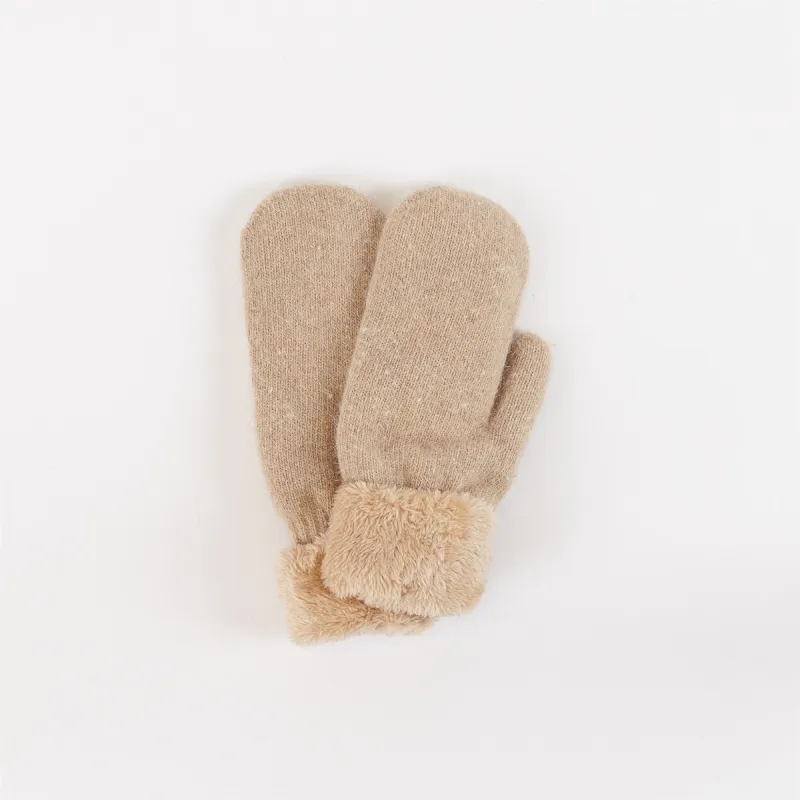 Lyla & Luxe Sherpa Lined Knit Mittens - Taupe sold by Boutique with Grace