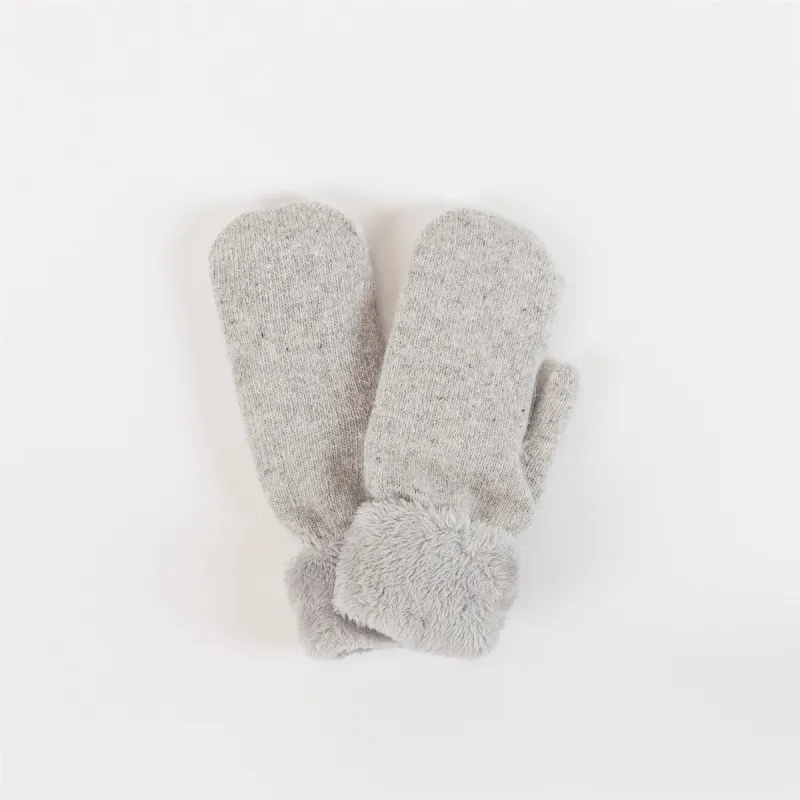 Lyla & Luxe Sherpa Lined Knit Mittens - Light Grey sold by Boutique with Grace
