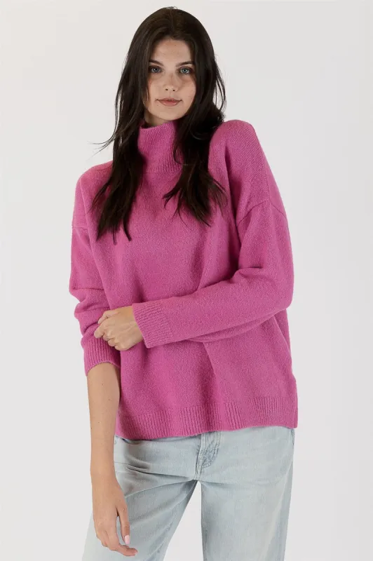 Lyla & Luxe Mabel Mockneck - Magenta sold by Boutique with Grace