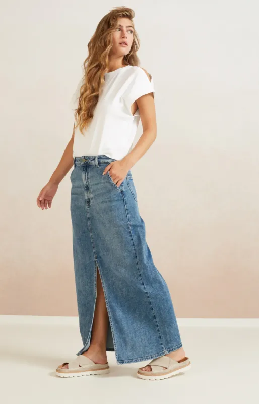Yaya Denim Maxi Skirt - Blue Denim sold by Boutique with Grace