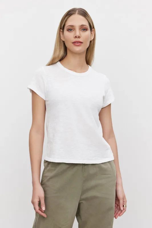 Velvet Marie Round Neck Tee - White sold by Boutique with Grace