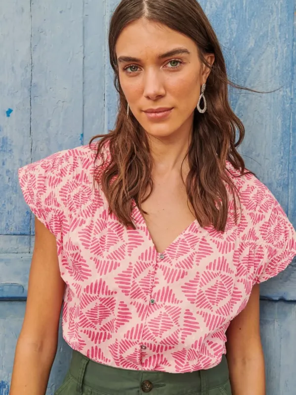 White Stuff Rae Organic Cotton Shirt - Pink Print sold by Boutique with Grace
