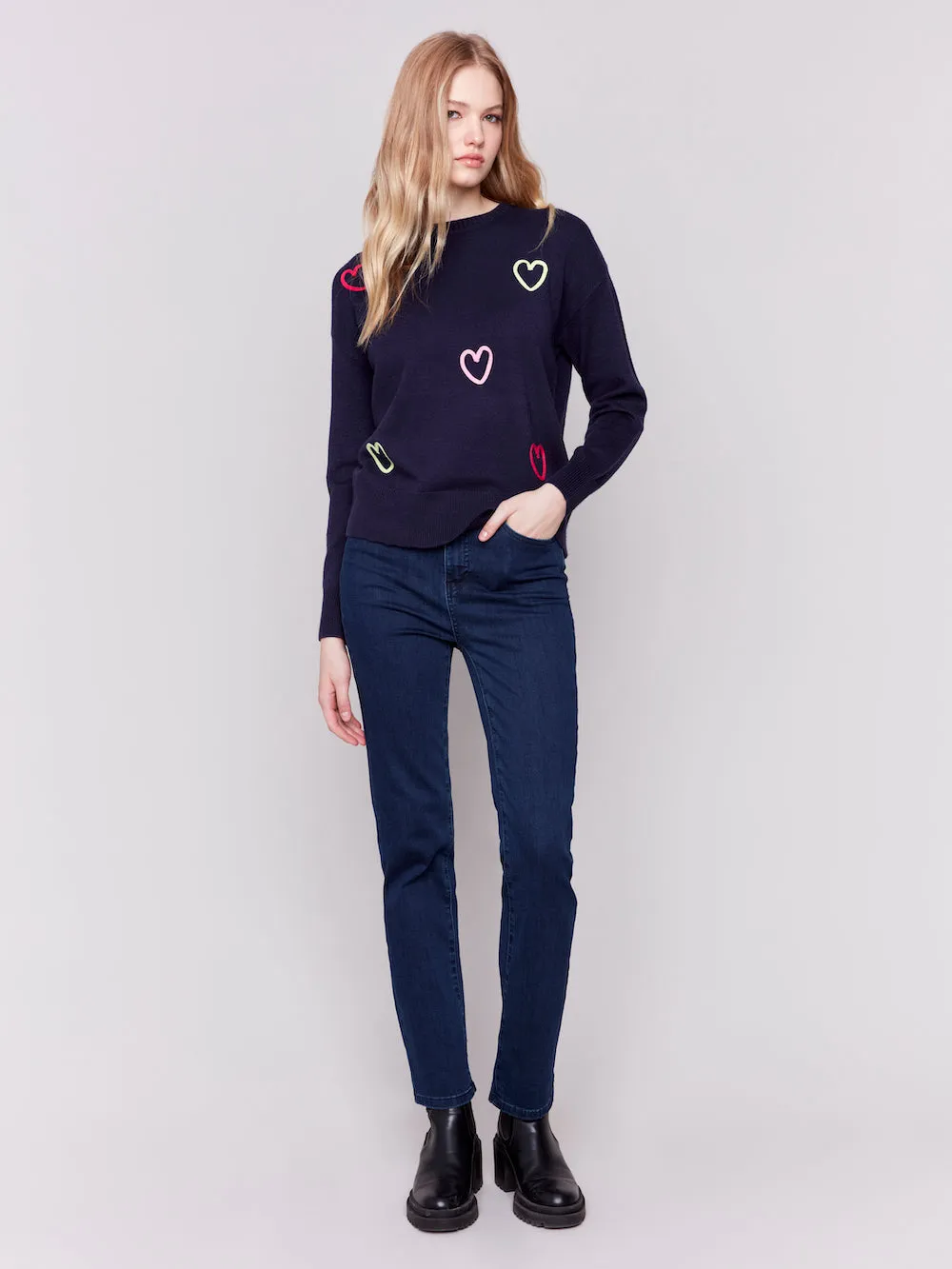 Charlie B Hearts Sweater - Navy sold by Boutique with Grace product image thumbnail 3