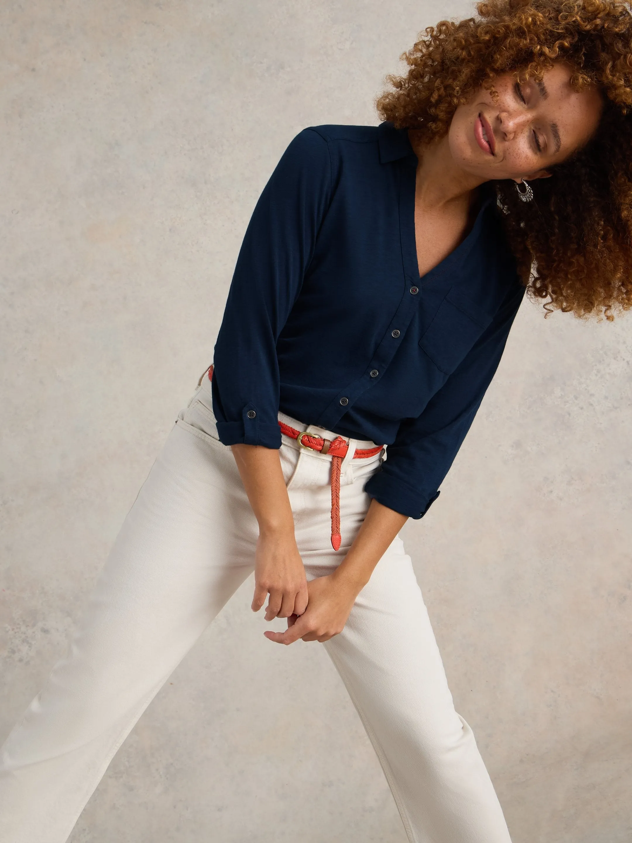 White Stuff Annie Longline Shirt - Navy sold by Boutique with Grace product image thumbnail 2