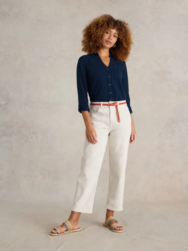 White Stuff Annie Longline Shirt - Navy sold by Boutique with Grace