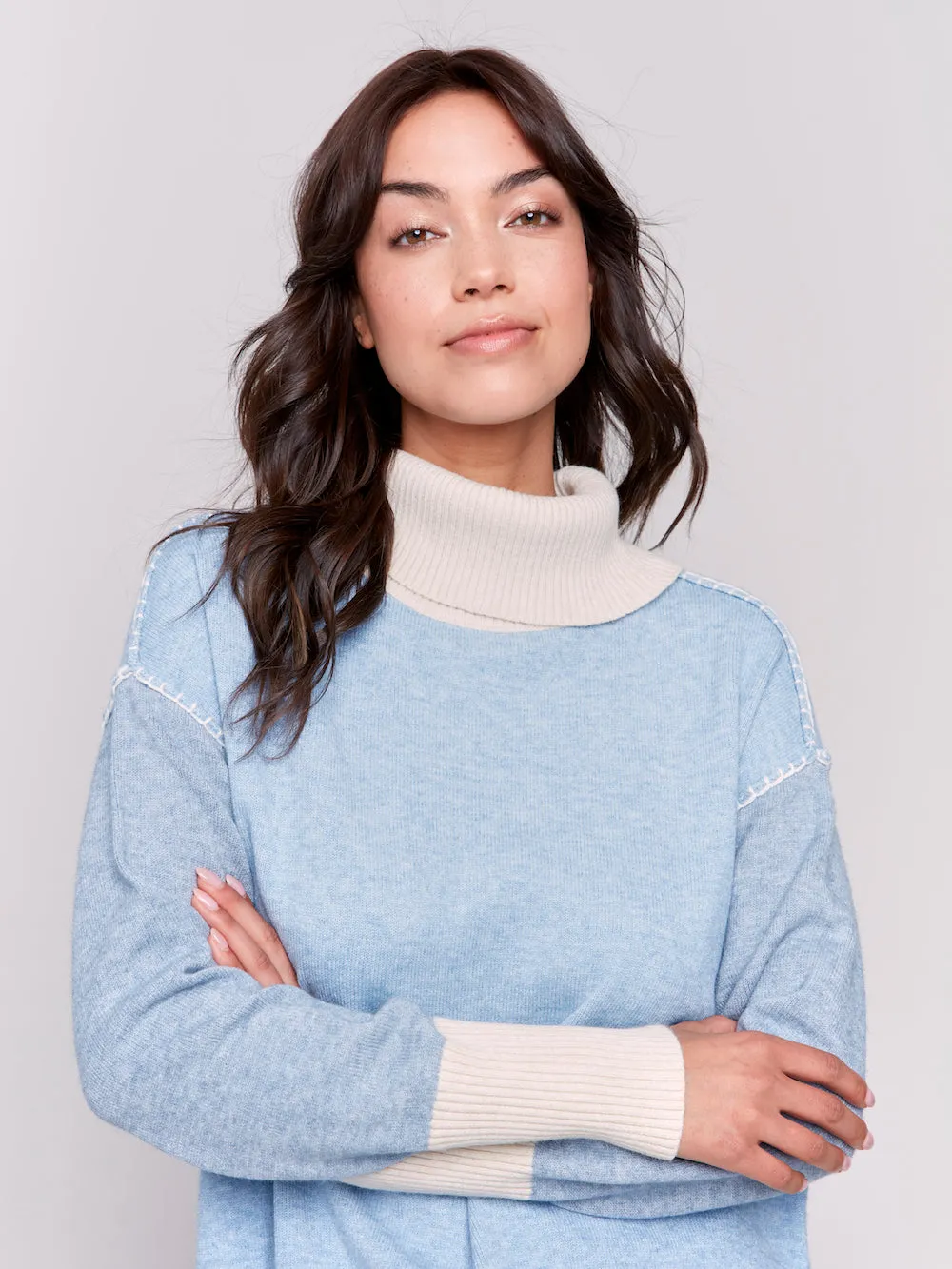 Charlie B Colourblock Sweater - Heather Frost sold by Boutique with Grace product image thumbnail 2
