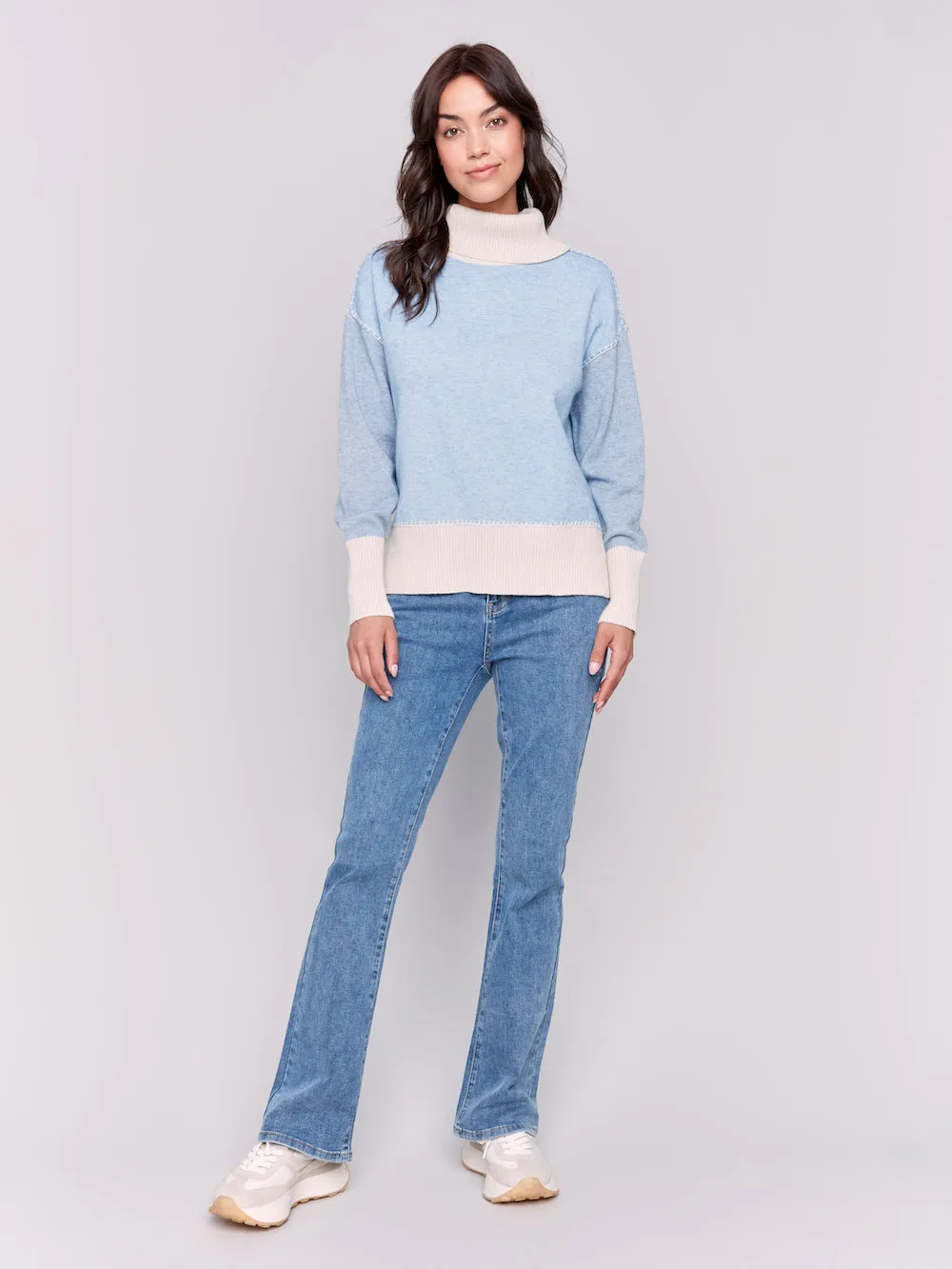 Charlie B Colourblock Sweater - Heather Frost sold by Boutique with Grace product image thumbnail 4
