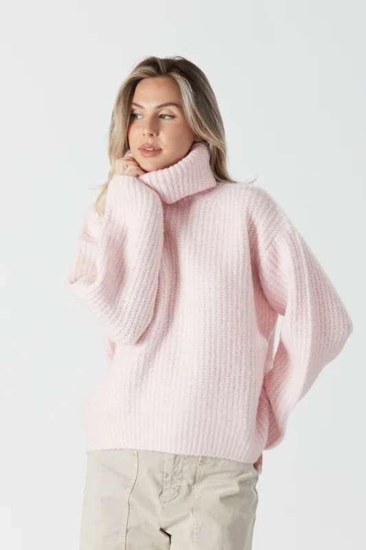 Lyla & Luxe Sahar Ribbed Turtleneck - Pink sold by Boutique with Grace
