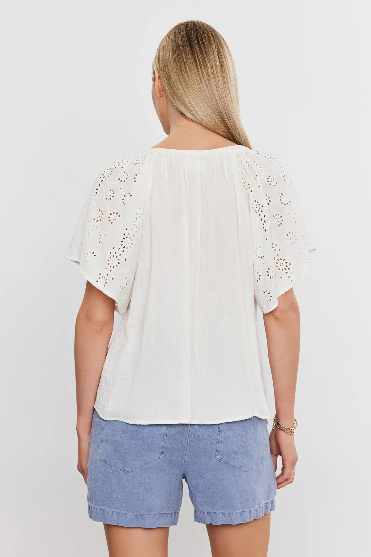 Velvet Tish Eyelet V-Neck Top - Coconut sold by Boutique with Grace product image thumbnail 3