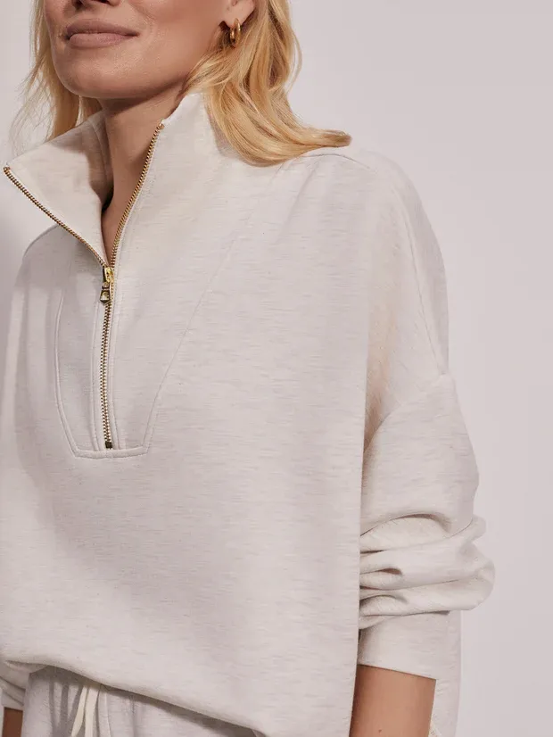 Varley Hawley Half Zip - Ivory Marl sold by Boutique with Grace product image thumbnail 3