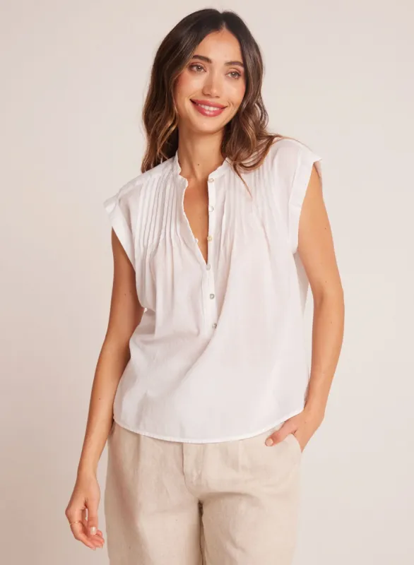 Bella Dahl SS Pintuck Pullover - White sold by Boutique with Grace