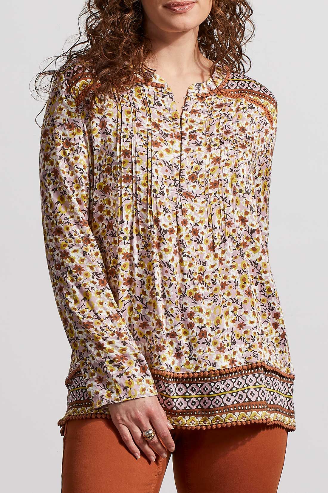 Tribal Izzy Pintuck Blouse - Mocha sold by Boutique with Grace