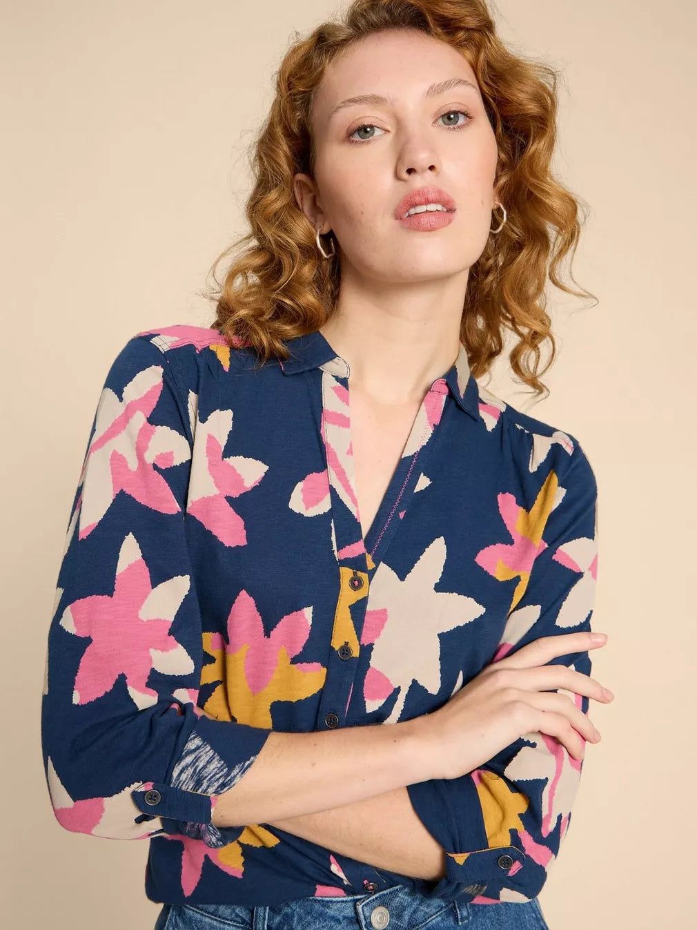 White Stuff Annie Jersey Shirt - Navy Print sold by Boutique with Grace product image thumbnail 3