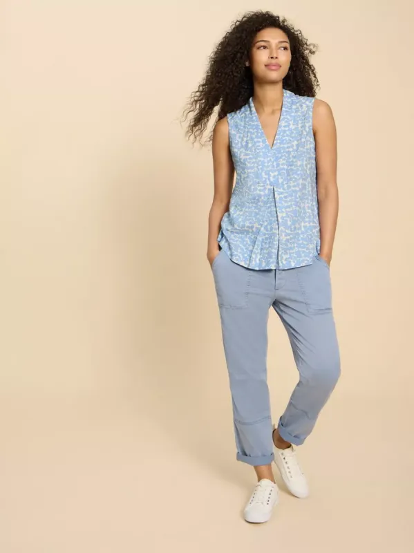 White Stuff Celia Jersey Mix Shirt - Blue Print sold by Boutique with Grace